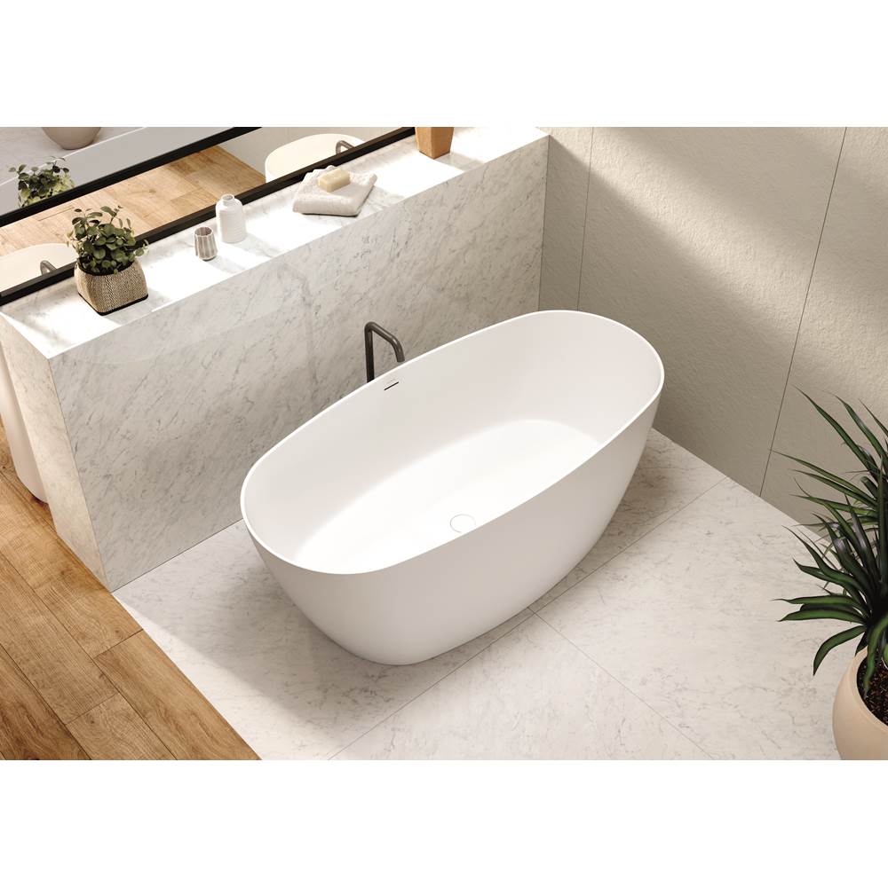 Acquabella Carezza Center Drain 63x31 Freestanding Bathtub in Snow White with Matte Black, CZB6331MBW, Retail: $10,000.00, FINAL PRICE: $1,499.99 + TAX