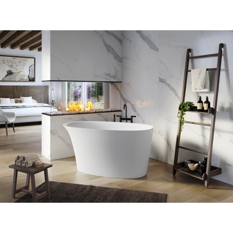 Acquabella Elko Center Drain 55x31 Freestanding Bathtub in Snow White and Dark Grey, ELB5531MDW, Retail: $10,000.00, FINAL PRICE: $1,499.99 + TAX