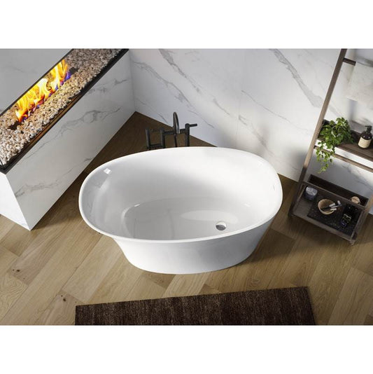 Acquabella Elko Center Drain 55x31 Freestanding Bathtub in Snow White and Dark Grey, ELB5531MDW, Retail: $10,000.00, FINAL PRICE: $1,499.99 + TAX