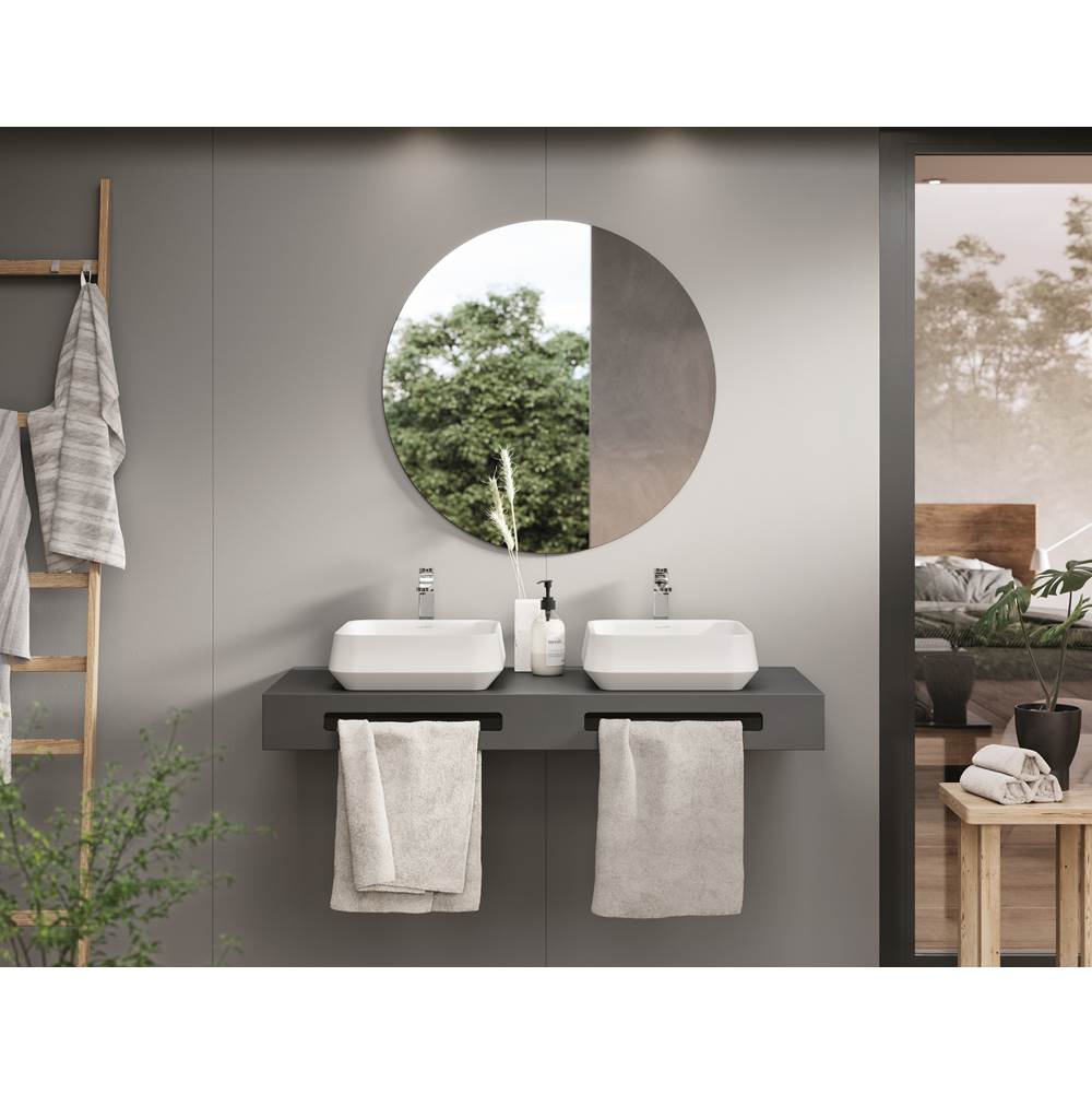 Acquabella Venet Square Vessel Sink 15x15  in Snow White, VNS1515SW, Paired with Vanity