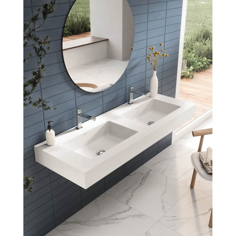 Acquabella Zermatt 48-in Double Sink Wall Mounted Countertop in Snow White , ZTWS2120SW