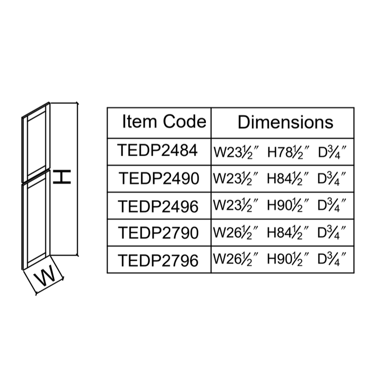 TEDP84 Tall End Panel  - WHITE SHAKER Solid Soft Close RTA Cabinet (Flat Pack)  FINAL PRICE CLEARANCE // NO RETURNS OR EXCHANGES