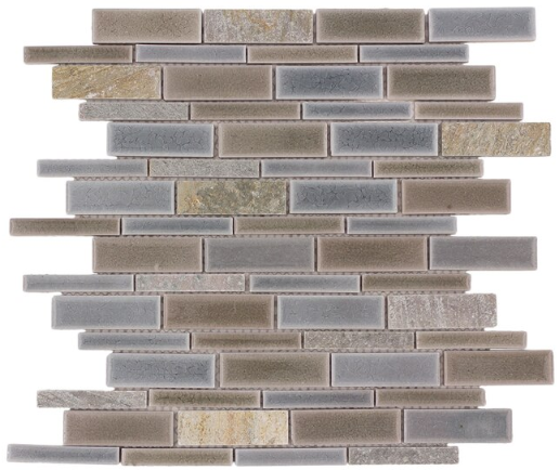 ** PER PCS ** River Bank Glazed Porcelain Slate Mosaic, HI010BRBL1214 630849 / SF160003, 9pcs, Retail: $ 10.98, Clearance: $3.99 + Tax, Loc: MT3-D