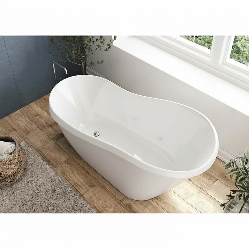 Acquabella Serena Center Drain 67x28 Freestanding Bathtub in Gloss White, SB6728GW, Retail: $10,000.00, FINAL PRICE: $1,499.99 + TAX