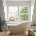 Acquabella Serena Center Drain 67x28 Freestanding Bathtub in Snow White and Brown, SB6728MBNW, MSRP: $10,000.00, FINAL PRICE: $1,499.99 + TAX