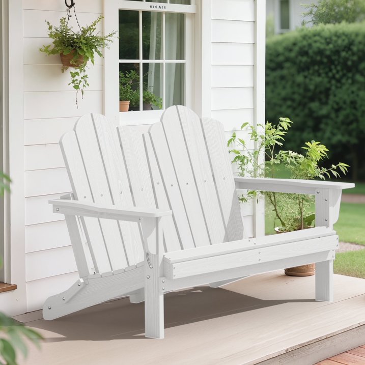 SERWALL Outdoor Bench Folding Adirondack Bench HDPE All-Weather Adirondack Loveseat for Park + Deck + Lawn + Garden, A041-093-001 *HD2509, Retail: $329.99, FINAL PRICE: $149.99 + TAX