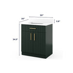 Summit Lane Buntz 30-in Green Undermount Single Sink Bathroom Vanity with White Quartz Top, SL30BZV, [FB230], MSRP: $1,289.00, Final Price: $449.99 + Tax