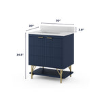 *ASSEMBLY REQUIRED* Summit Lane Calletano 30-in Navy Blue Undermount Single Sink Bathroom Vanity with White Quartz Top, SL30CTV, [FB231], MSRP: $1,199.00, Final Price: $449.99 + Tax