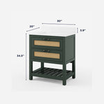 Summit Lane Thurston 30-in Green Undermount Single Sink Bathroom Vanity with White Lightly Veined Quartz Top, SL30TTV, [FB249], MSRP: $1,429.00, Final Price: $449.99 + Tax