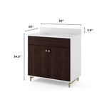 Summit Lane Larue 36-in Bright White/Cherry Undermount Single sink Bathroom Vanity with White Quartz Top, SL36LRV, [FB246], MSRP: $1,499.00, Final Price: $549.99 + Tax