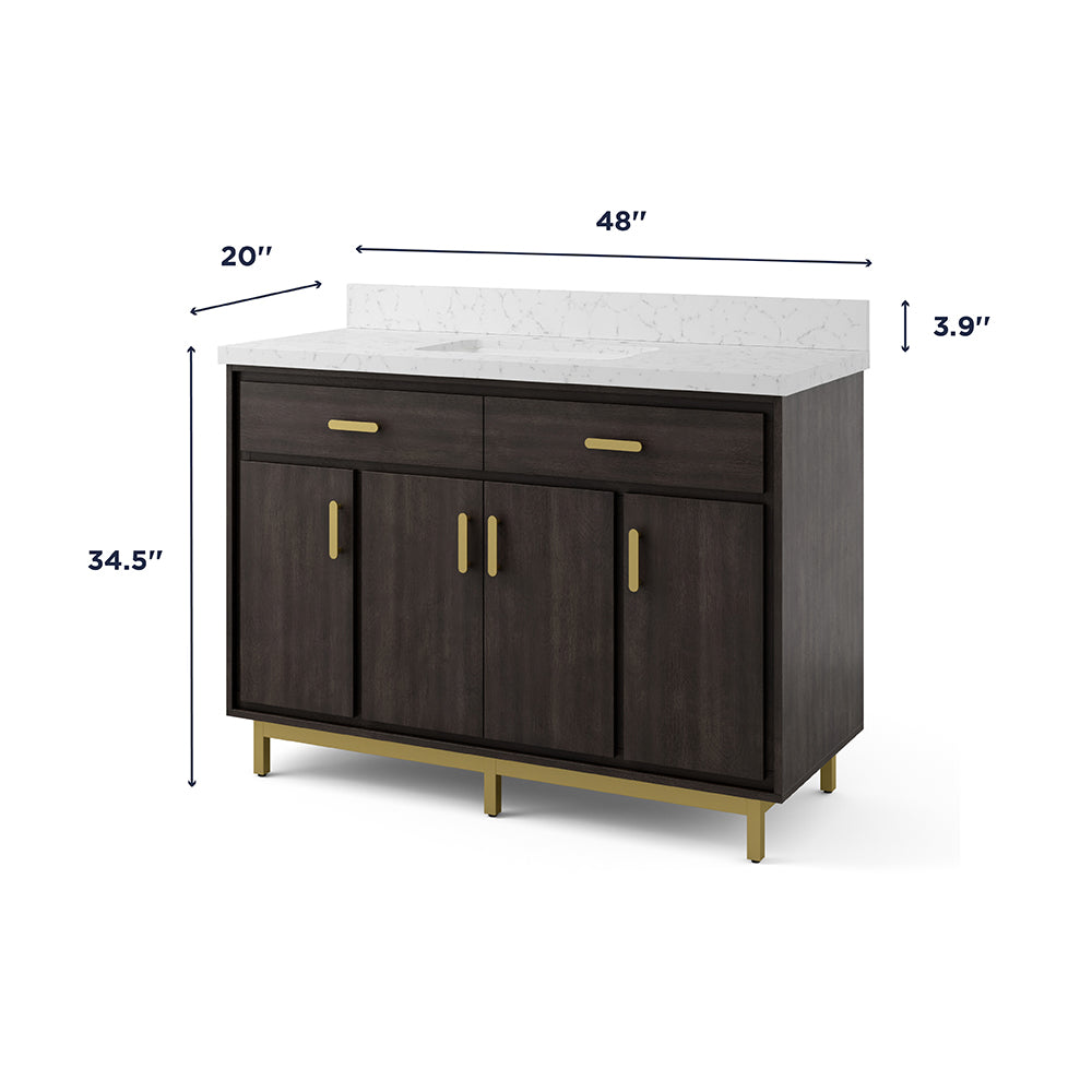 Summit Lane Fletcher 48-in Charcoal Undermount Single Sink Bathroom Vanity with White Lightly Veined Quartz Top, SL48FCV, [FB243], MSRP: $2,409.00, Final Price: $749.99 + Tax