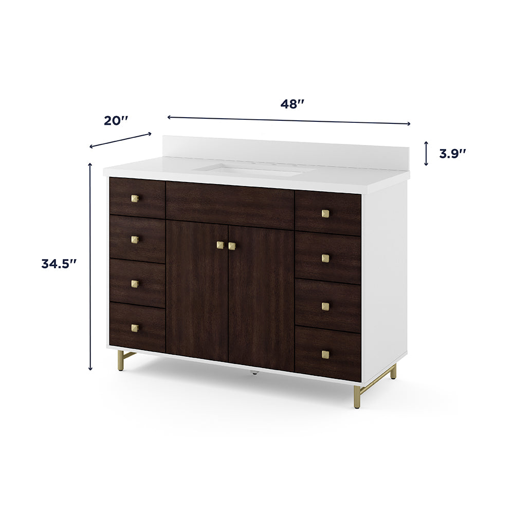 Summit Lane Larue 48-in Bright White/Cherry Undermount Single Sink Bathroom Vanity with White Quartz Top, SL48LRV, [FB247], MSRP: $2,199.00, Final Price: $749.99 + Tax