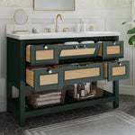 Summit Lane Thurston 48-in Green Undermount Single Sink Bathroom Vanity with White Lightly Veined Quartz Top, SL48TTV, [FB251], MSRP: $2,099.00, Final Price: $749.99 + Tax