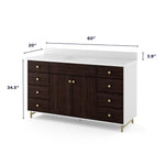 Summit Lane Larue 60-in Bright White/Cherry Undermount Single Sink Bathroom Vanity with White Quartz Top, SL60LRV, [FB248], MSRP: $2,599.00, Final Price: $899.99 + Tax