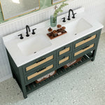 Summit Lane Thurston 60-in Green Undermount Double Sink Bathroom Vanity with White Lightly Veined Quartz Top, SL60TTV, [FB252], MSRP: $2,459.00, Final Price: $899.99 + Tax