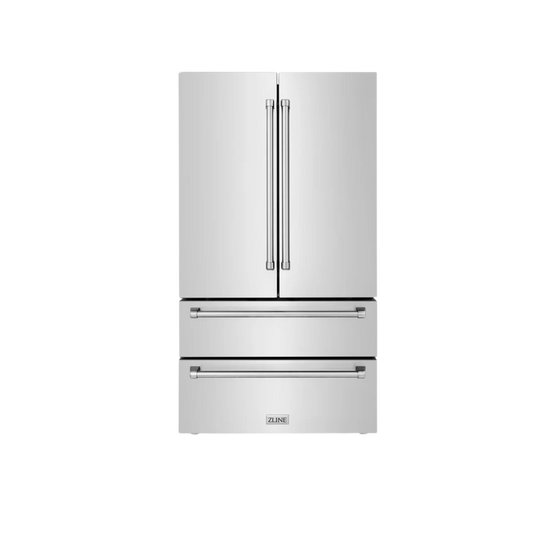 Zline 36 in. 4-Door French Door Refrigerator with Ice and Water Dispenser in Fingerprint Resistant Stainless Steel RFM-W-36