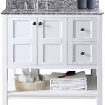 Winterfell 36-in White Undermount Single Sink Bathroom Vanity with Arctic White Granite Top, ES-30036-AWGSQ-WH