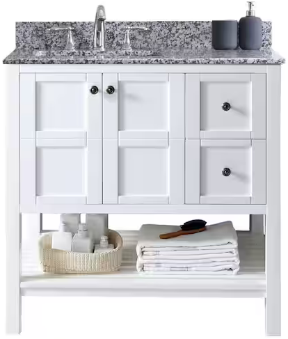 36-in Virtu Vanity in White with Artic White Top ES-30036-AWGSQ-WH