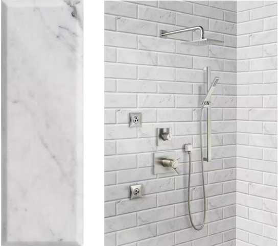 ** PER PCS ** Arabescato Carrara Beveled 4x12 Honed Marble MSI, 26.25 lbs, 15pcs, 4.95sf, Retail:$7.84/pc, FINAL:$1.99 Loc: MT4-A