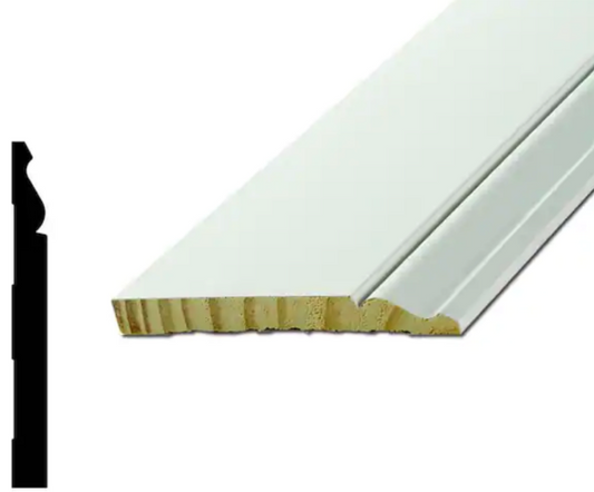 **PER PIECE** AHL - 12ft  Baseboards WM738 (5 1/4") Primed Pine,  9/16" x 5 1/2" x 12' ,  FINAL PRICE: $1.50/lf + TAX