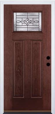 Therma-Tru WickerPark Fiberglass Craftsman Left-Hand Inswing Mahogany Stained Front Door with Brickmould Insulating Core Exterior, BMTTSOE 760262 Retail: $748 FINAL PRICE: $549.99 + TAX