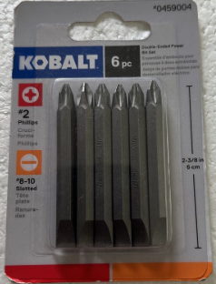Kobalt 6-Piece 2-3/8-in #2 Phillips/#8 Slotted Phillips/Slotted Shank Screwdriver Bit