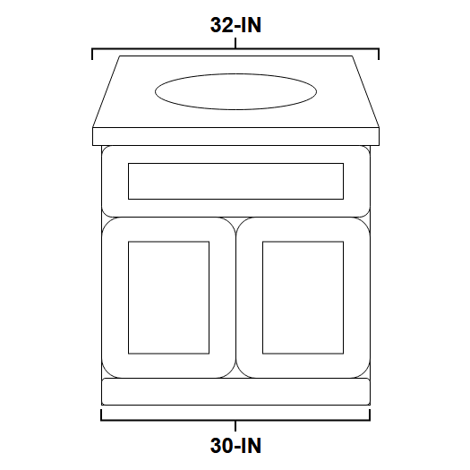 Vanity Sink Base 30-IN with CUSTOM Marble Countertop in White, VSB30-Custom-BLUE, Final Price: $499.99 + Tax