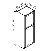 WP2490-27 - Pantry  - WHITE SHAKER Solid Soft Close RTA Cabinet (Flat Pack)  FINAL PRICE CLEARANCE // NO RETURNS OR EXCHANGES