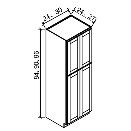 WP2496-27 - Pantry  - WHITE SHAKER Solid Soft Close RTA Cabinet (Flat Pack)  FINAL PRICE CLEARANCE // NO RETURNS OR EXCHANGES