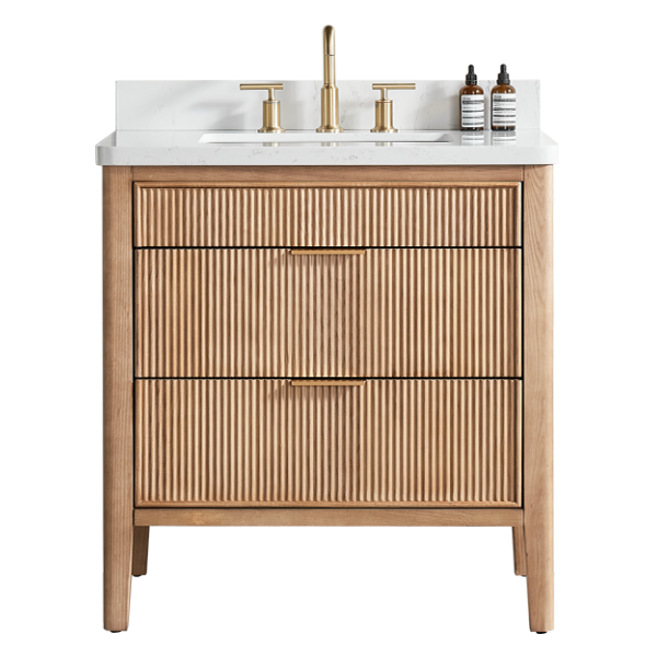 Tulip 36-in Single Sink Vanity with Engineered Carrara Top in Light Coffee, Tulip13036LC [FB321], Retail: $1,145.00, FINAL PRICE: $749.99 + TAX
