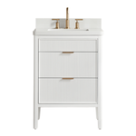 Tulip 24-in Single Sink Vanity with Engineered Carrara Top in White, Tulip13024WH [FB327], Retail: $859.00, FINAL PRICE: $599.99 + TAX