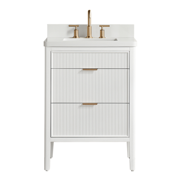 Tulip 24-in Single Sink Vanity with Engineered Carrara Top in White, Tulip13024WH [FB327], Retail: $859.00, FINAL PRICE: $599.99 + TAX