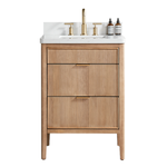 Tulip 24-in Single Sink Vanity with Engineered Carrara Top in Light Coffee, Tulip13024LC, Retail: $859.00, FINAL PRICE: $599.99+ TAX