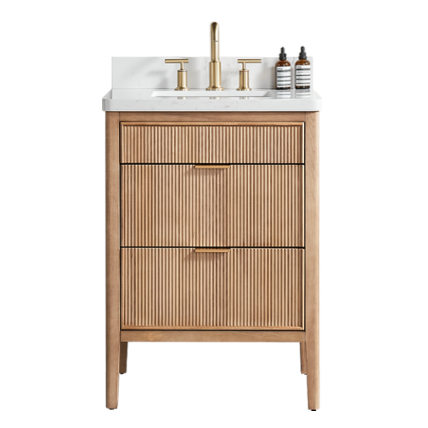 Tulip 24-in Single Sink Vanity with Engineered Carrara Top in Light Coffee, Tulip13024LC, Retail: $859.00, FINAL PRICE: $599.99+ TAX