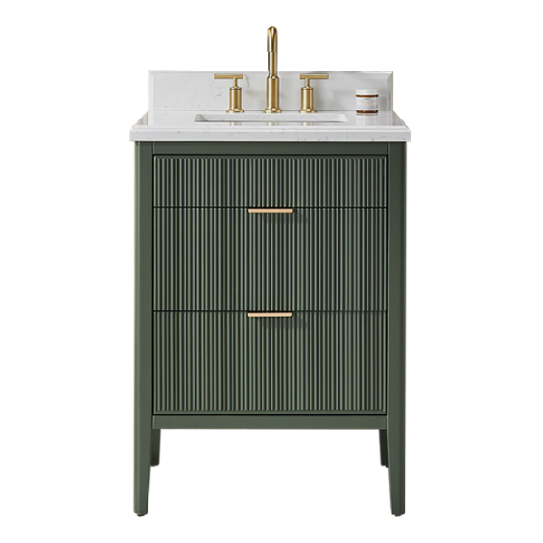 Tulip 24-in Single Sink Vanity with Engineered Carrara Top in Loden Green, Tulip13024GR, Retail: $859.00, FINAL PRICE: $599.99 + TAX [FBM-212]