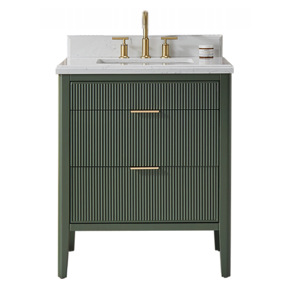 Tulip 30-in Single Sink Vanity with Engineered Carrara Top in Loden Green, Tulip13030GR, Retail: $1,031.00, FINAL PRICE: $679.99 + TAX