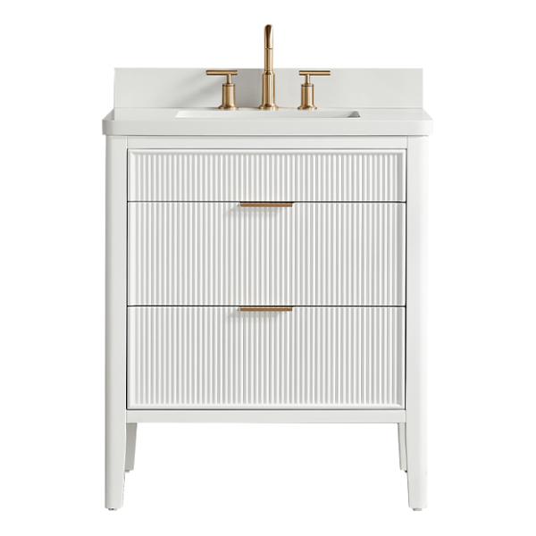 Tulip 30-in Single Sink Vanity with Engineered Carrara Top in White, Tulip13030WH [FB325], Retail: $1,031.00, FINAL PRICE: $679.99 + TAX