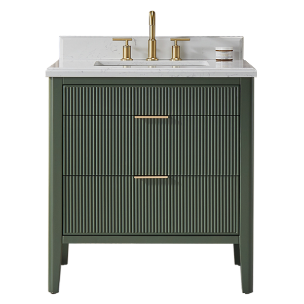 Tulip 36-in Single Sink Vanity with Engineered Carrara Top in Loden Green, Tulip13036GN [FB320], Retail: $1,145.00, FINAL PRICE: $749.99 + TAX