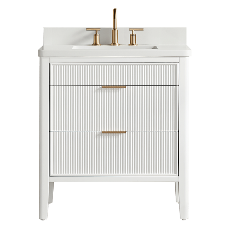 Tulip 36-in Single Sink Vanity with Engineered Carrara Top in White, Tulip13036WH {FB322}, Retail: $1,145.00, FINAL PRICE: $749.99 + TAX