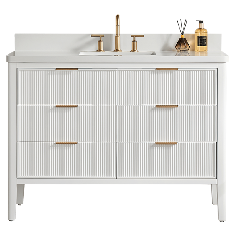 Tulip 48-in Single Sink Vanity with Engineered Carrara Top in White, Tulip13048WH, FINAL PRICE: $999.99 + TAX