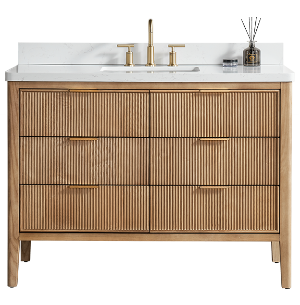 Tulip 48-in Single Sink Vanity with Engineered Carrara Top in Light Coffee, Tulip13048LC [FB319], $999, FINAL PRICE: $999.99 + TAX