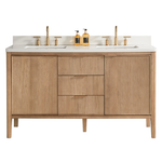 Tulip 60-in Double Sink Vanity with Engineered Carrara Top in Light Coffee, Tulip13060LC [FB317], Retail: $1,590.00, FINAL PRICE: $1,299.99 + TAX [FBM-171]