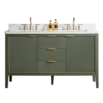Tulip 60-in Double Sink Vanity with Engineered Carrara Top in Loden Green , Tulip13060GR [FB316], Retail: $1,590.00, FINAL PRICE: $1,299.99 + TAX
