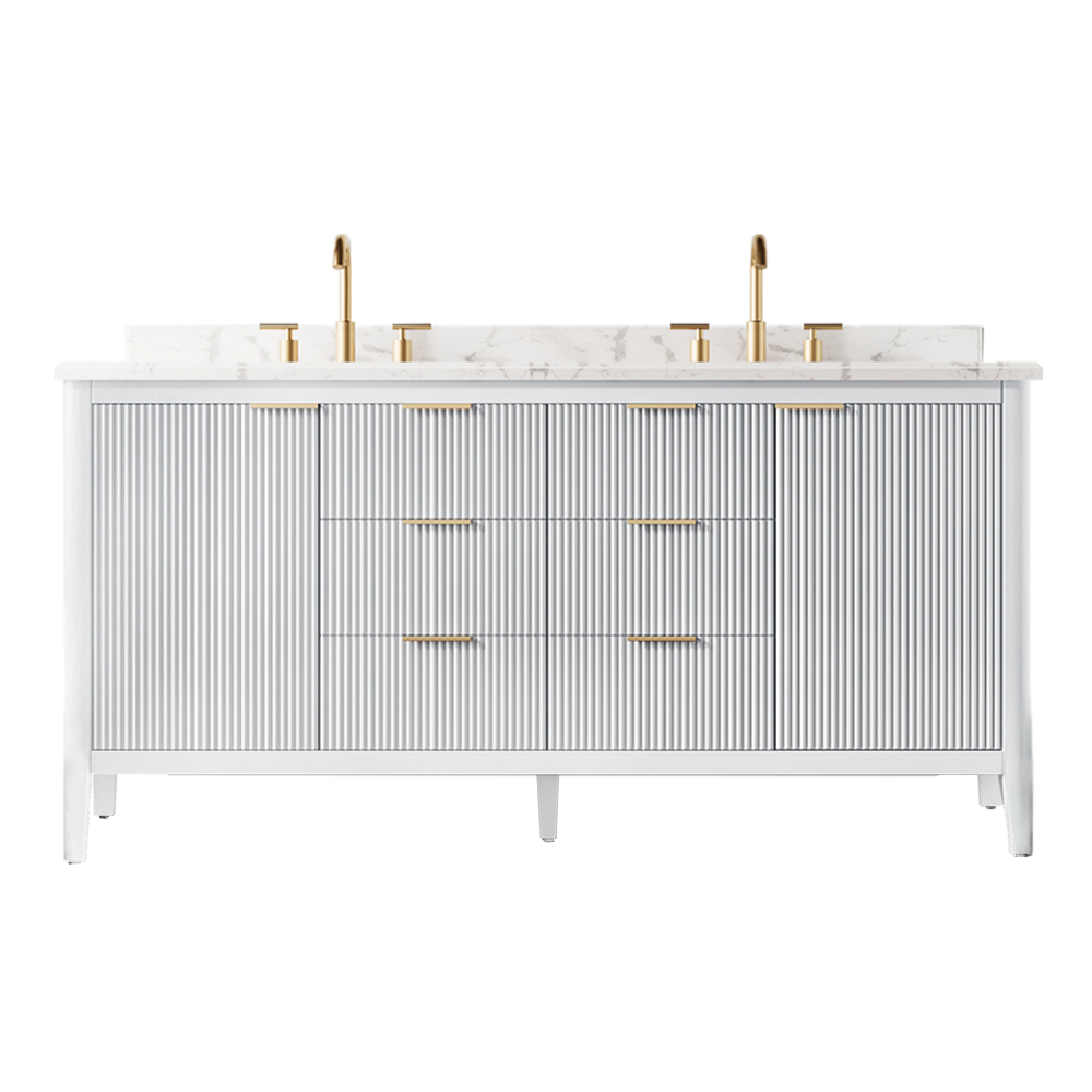 Tulip 72-in Double Sink Vanity with Engineered Carrara Top in White, Tulip13072WH [FB315], FINAL PRICE: $1,499.99 + TAX