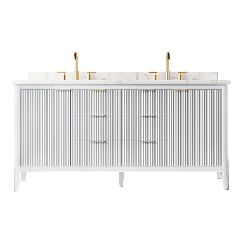 Tulip 72-in Double Sink Vanity with Engineered Carrara Top in White, Tulip13072WH [FB315], FINAL PRICE: $1,499.99 + TAX