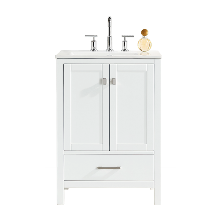 Rose 24-in Single Sink Vanity with Engineered Carrara Top in White, Rose1024WH [FB333], FINAL PRICE: $549.99 + TAX
