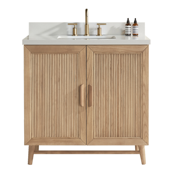 Sunflower 36-in Single Sink Vanity with Engineered Carrara Top in Light Coffee, Sunflower13036BLC [FB312], Retail: $1,277.00, FINAL PRICE: $749.99+ TAX