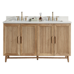 Sunflower 60-in Double Sink Vanity with Engineered Carrara Top in Light Coffee, Sunflower13060B-DLC, Retail: $2,890.00, FINAL PRICE: $1,299.99 + TAX [FBM-182]