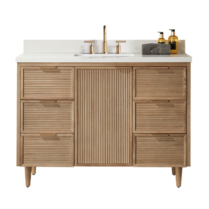 Sunflower 48-in Single Sink Vanity with Engineered Carrara Top in Light Coffee, Sunflower26048LC [FB310], Retail: $1,950.00, FINAL PRICE: $999.99+ TAX [FBM-108]