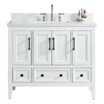 Sunflower 42-in Single Sink Vanity with Engineered Carrara Top in White, Sunflower20042WH [FB309], FINAL PRICE: $879.99 + TAX [FBM-207]